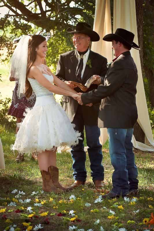 cowboy boot high low country wedding dresses