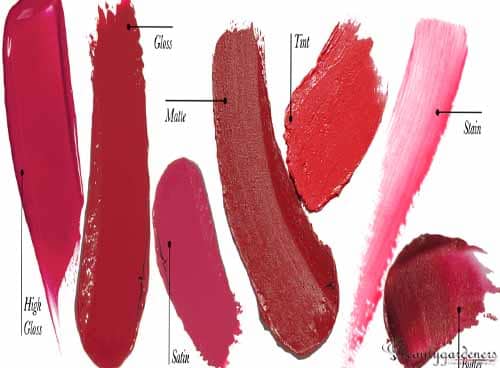 different types of lipstick finishes