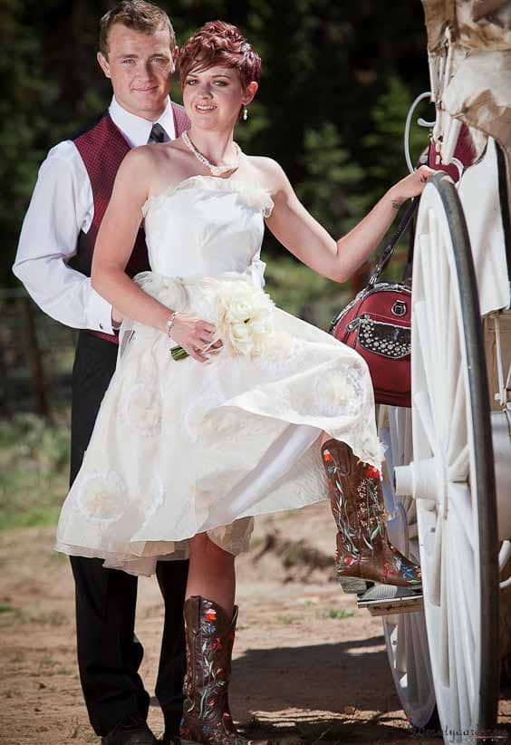 country style wedding dresses with boots